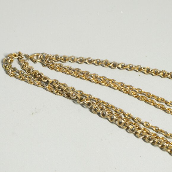 Vtg Victorian Revival Filigree Amethyst Colored Glass Double Drop Chain Necklace - Picture 4 of 4